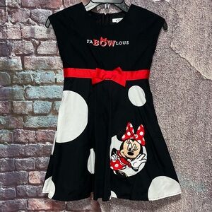Disney Parks Minnie Mouse FaBOWlous Black Polka Dot Dress Girls Size Medium